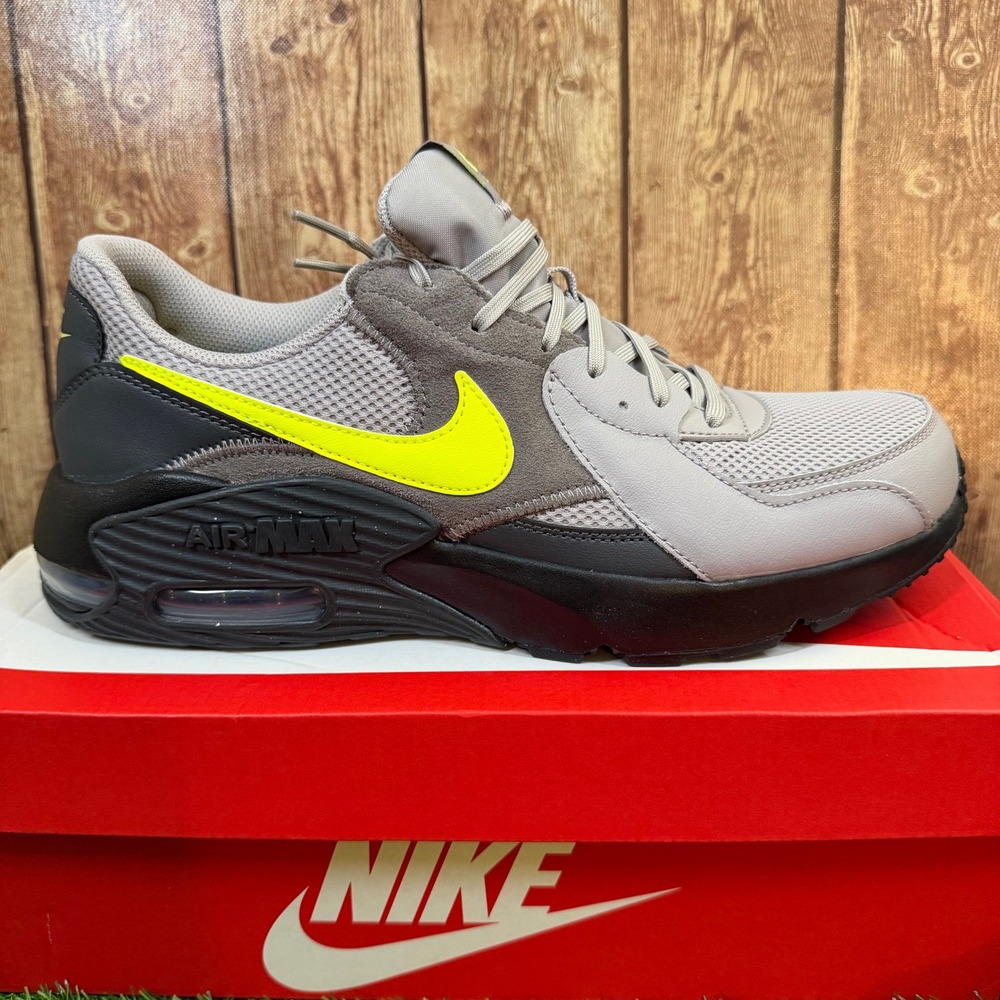 Nike Air Max Excee Sneaker Mens size 11.5 Grey Neon Yellow Air Unit Casual Shoes